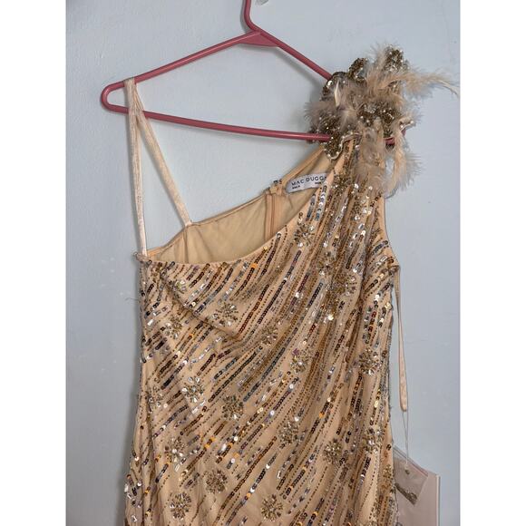 Mac Duggal Gold Embellished Floral Detail One Shoulder Gown NWT Size 8 - Picture 5 of 10